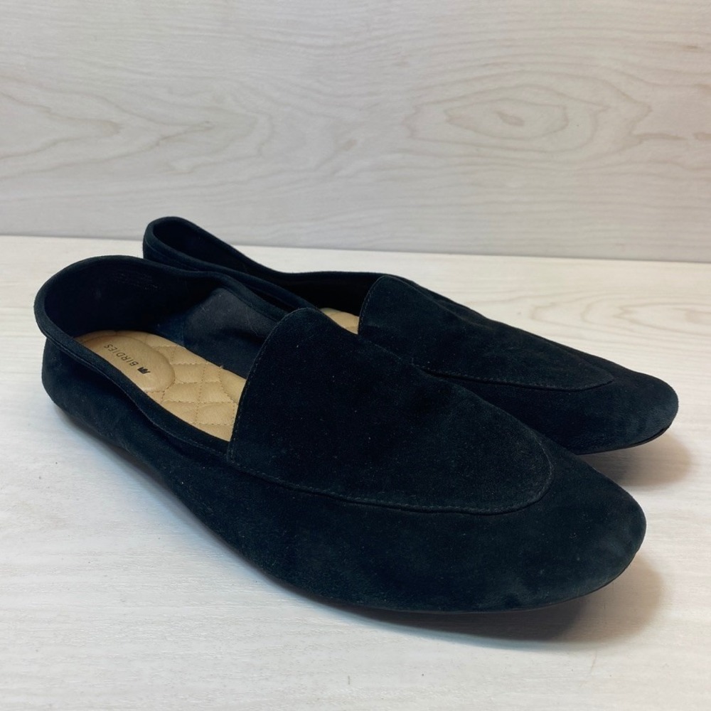Birdies Womens 11 The Starling Loafers Flats Black Suede Leather Comfort Shoes
